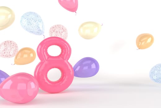 Mother's Day greeting card, 3D rendering of celebrations on special days.