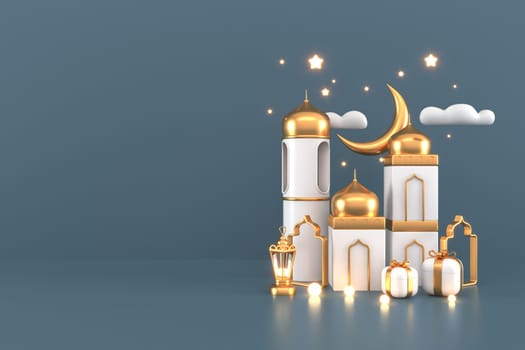 Ramadan Kareem Greeting Background Islamic 3d illustrator design