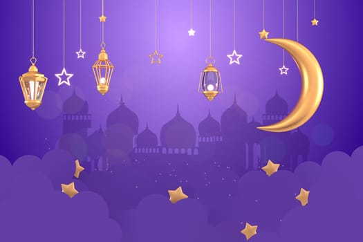 Ramadan Kareem Greeting Background Islamic 3d illustrator design
