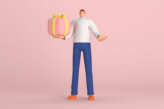 3d character in the festival of Valentine's Day. 3d rendering of graphic resourse.