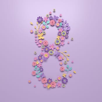 Mother's Day greeting card, 3D rendering of celebrations on special days.