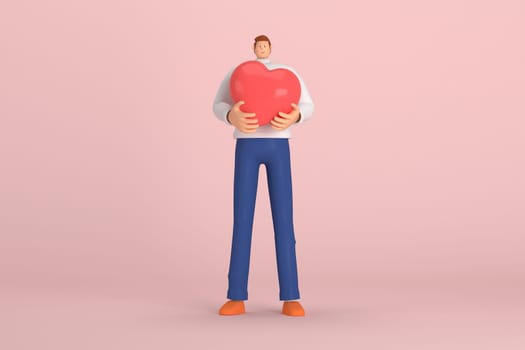 3d character in the festival of Valentine's Day. 3d rendering of graphic resourse.