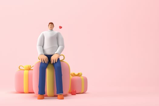 3d character in the festival of Valentine's Day. 3d rendering of graphic resourse.