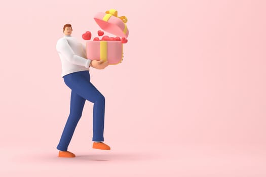 3d character in the festival of Valentine's Day. 3d rendering of graphic resourse.