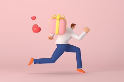 3d character in the festival of Valentine's Day. 3d rendering of graphic resourse.