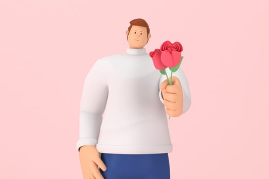 3d character in the festival of Valentine's Day. 3d rendering of graphic resourse.