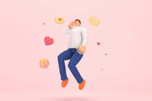 3d character in the festival of Valentine's Day. 3d rendering of graphic resourse.