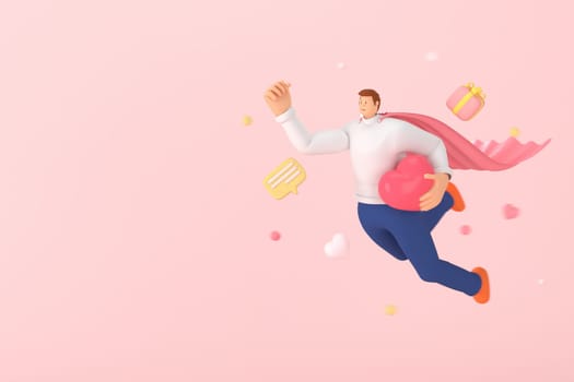 3d character in the festival of Valentine's Day. 3d rendering of graphic resourse.