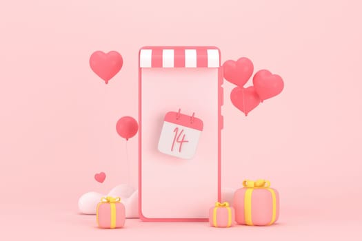 3d graphic in the festival of Valentine's Day. 3d rendering of graphic resourse.