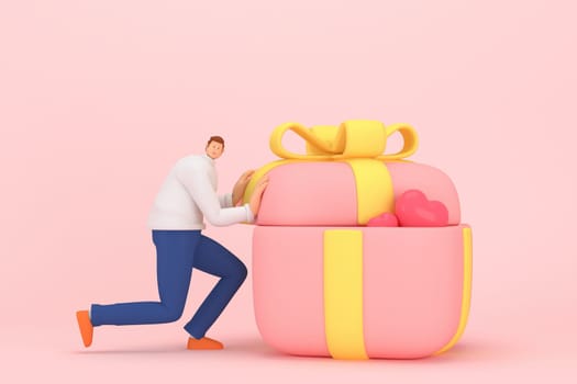 3d character in the festival of Valentine's Day. 3d rendering of graphic resourse.