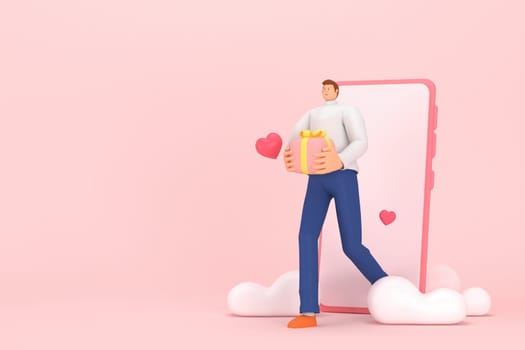 3d character in the festival of Valentine's Day. 3d rendering of graphic resourse.