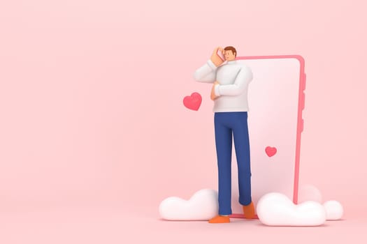 3d character in the festival of Valentine's Day. 3d rendering of graphic resourse.