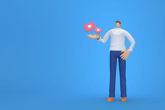 3d character in the festival of Valentine's Day. 3d rendering of graphic resourse.