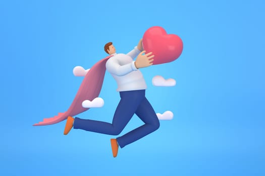 3d character in the festival of Valentine's Day. 3d rendering of graphic resourse.