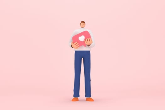3d character in the festival of Valentine's Day. 3d rendering of graphic resourse.