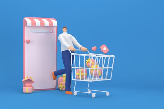 3d character in the festival of Valentine's Day. 3d rendering of graphic resourse.