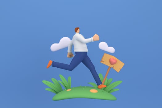 3d character in the festival of Valentine Day. 3d rendering of graphic resourse.