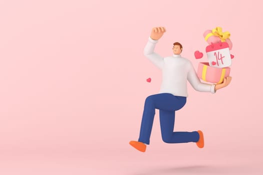 3d character in the festival of Valentine's Day. 3d rendering of graphic resourse.