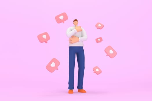 3d character in the festival of Valentine's Day. 3d rendering of graphic resourse.
