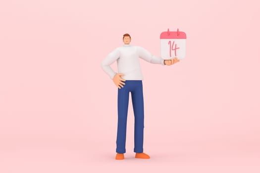 3d character in the festival of Valentine's Day. 3d rendering of graphic resourse.