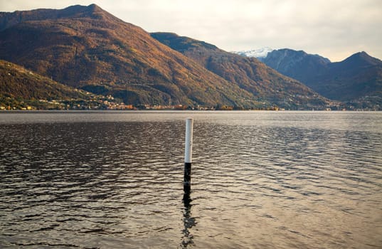 Pole in the middle of a lake, landscape view