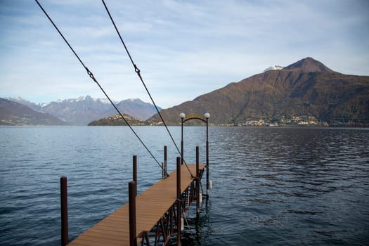 Pier extending over the lake, landscape view