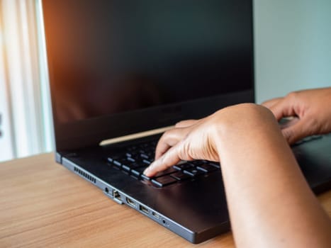 Human hand working on computer. business concept and communication technology
