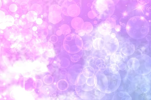 Abstract blurred festive delicate winter christmas or Happy New Year background with shiny pink and white bokeh lighted stars. Space for your design. Card concept.