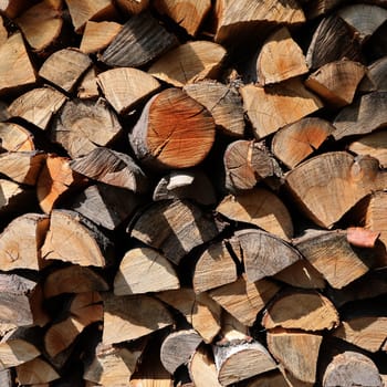 stack of firewood prepared for winter
