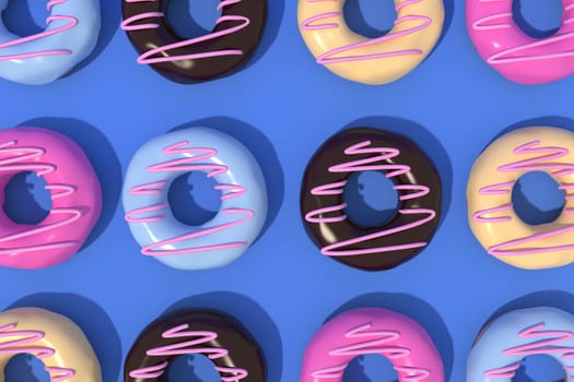 3d illustration of donut sweets For the holidays, New Year and Christmas.