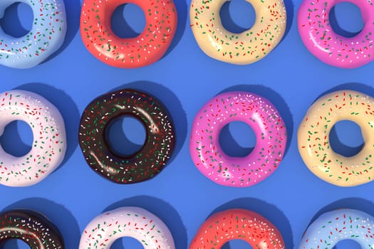 3d illustration of donut sweets For the holidays, New Year and Christmas.