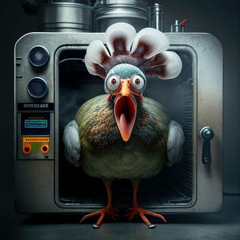 Colourful Shocked Christmas Turkey Surreal Generative AI Illustration