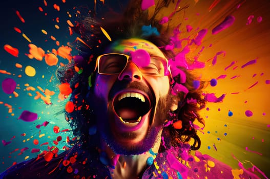 Colourful Retro Hippy Blast of Joy Generative AI Illustration