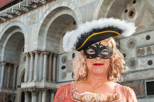 VENICE, ITALY - Febrary 7 2018: The masks of the Venice carnival 2018
