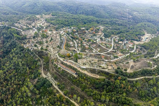 Aerial panoramic view of Talamanca in the Bages province of Barcelona, Catalonia, Spain