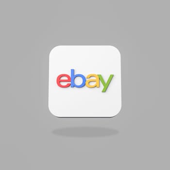 Ebay App Icon 3D Shape Isolated on Flat Gray Background with Shadow 3D Illustration