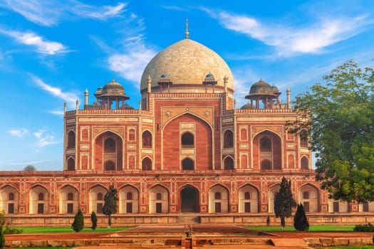 Humayun's Tomb, a famous UNESCO object, close view, New Delhi, India.