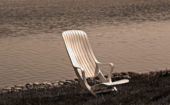Relaxing scene,chair on the beach.
