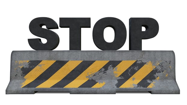 web site under construction stop sign forbidden access 404 error network prohibited concrete block 3D illustration