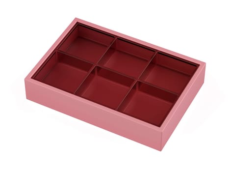 Empty pink box for candies, jewelry or other purposes on white background