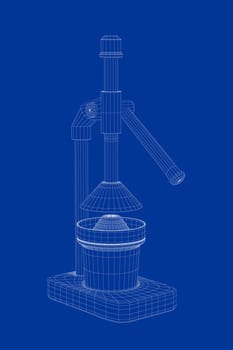 3D wire-frame model of citrus hand press