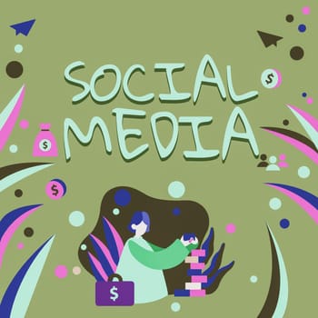 Conceptual caption Social Media, Conceptual photo Online communication channel Networking Microblogging