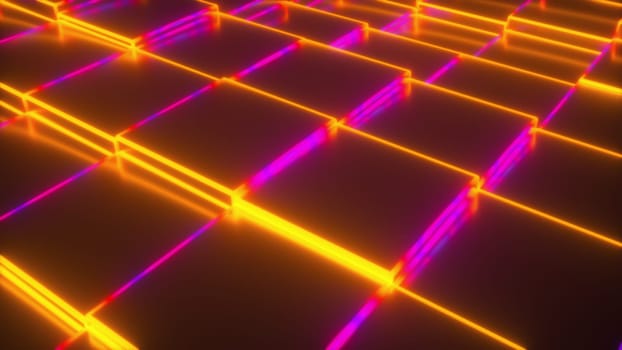 Neon cubes. Computer generated 3d render