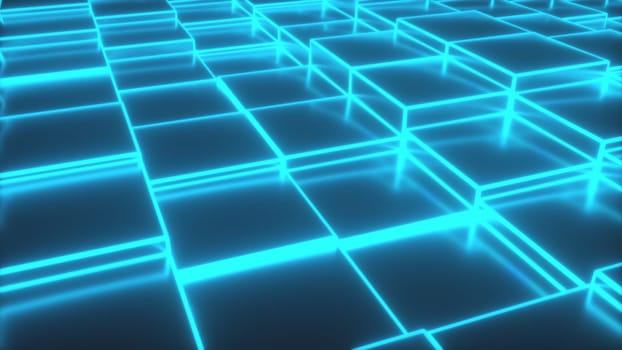 Neon cubes. Computer generated 3d render