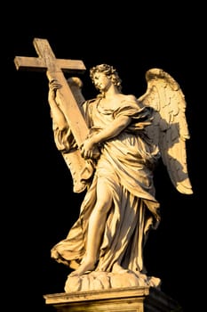 Rome, statue of an angel on the bridge in front of Castel Sant'Angelo. Conceptual useful for spirituality, christianity and faith.