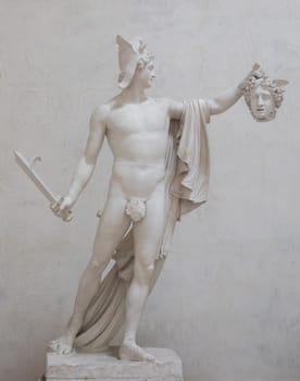 Possagno, Italy - June 2022: Perseus statue with Medusa, named Perseo Trionfante, by Antonio Canova, 1801