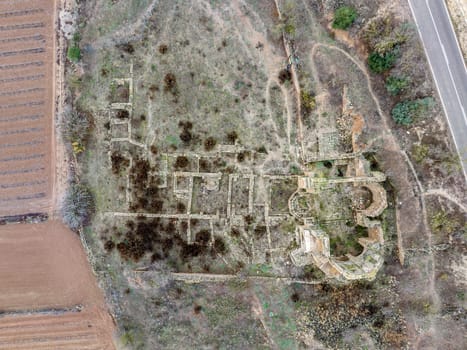 Monastery of Santa Maria de Vallsanta is a former Cistercian female monastery located near the town of Guimera, in the Catalan region of Urgell, Spain, top view