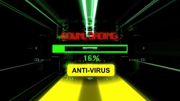 Downloading antivirus progress bar on the screen