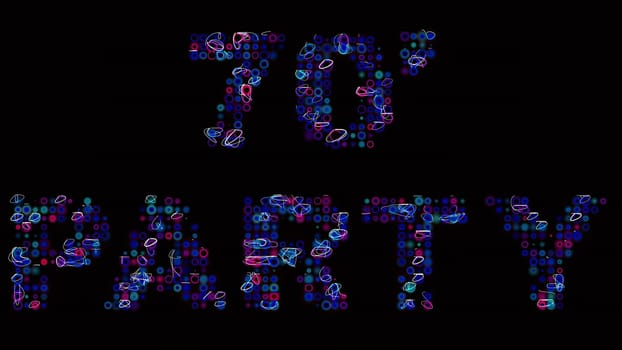 70's party led text over black,70's party led text over black