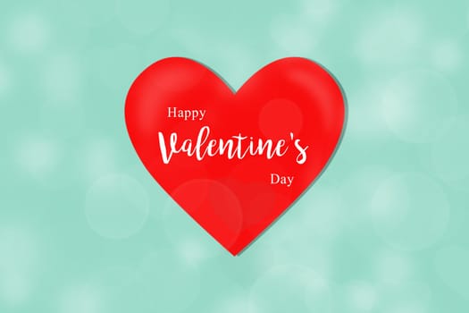 Red heart shape on abstract light glitter background in love concept for Valentine's Day with sweet and romantic moment.
